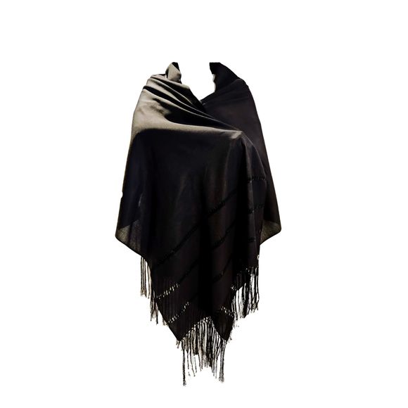 Mexican Handmade Fiesta Rebozo Shawl Xlarge (black)🐣 - Picture 1 of 3
